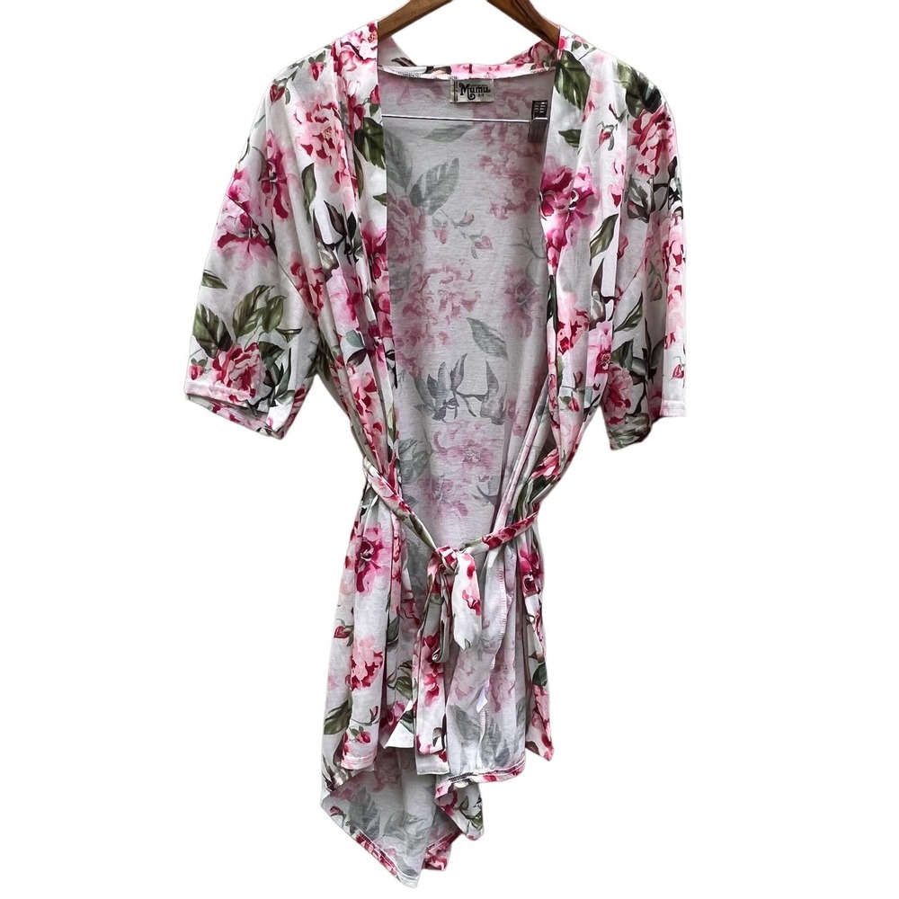 Show Me Your Mumu Brie Robe Floral Kimono Pink White OS Boho Bridal Lounge - Picture 10 of 13